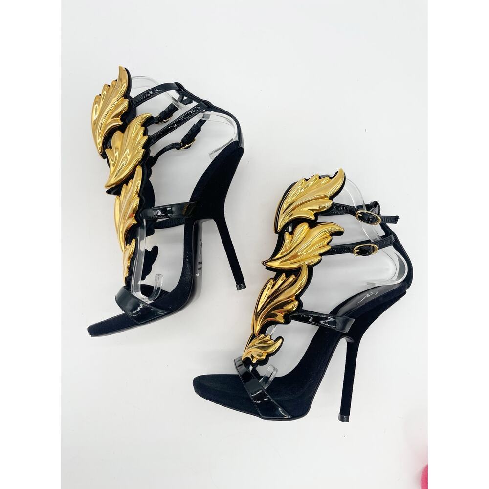 Giuseppe Zanotti Rare Cruel Summer Coline Black Gold Wing Stiletto Sandals IT 36 - Picture 5 of 12